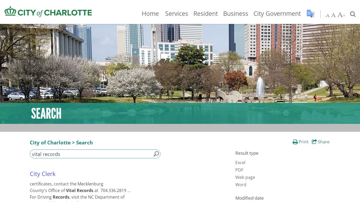Search > Search - City of Charlotte Government